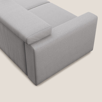 Dylan divano allungabile con pouf estraibile poggiapiedi in tessuto fiammato simil cotone impermeabile T19 grigio