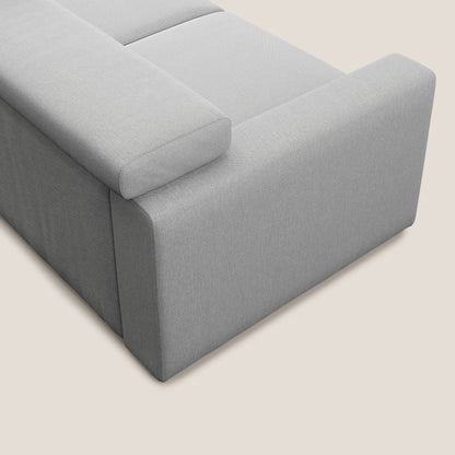 Dylan divano allungabile con pouf estraibile poggiapiedi in tessuto simil cotone impermeabile T13 grigio