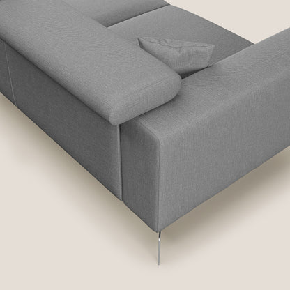 Blade Divano moderno angolare con poggiatesta reclinabili in tessuto impermeabile simil-cotone T13 grigio