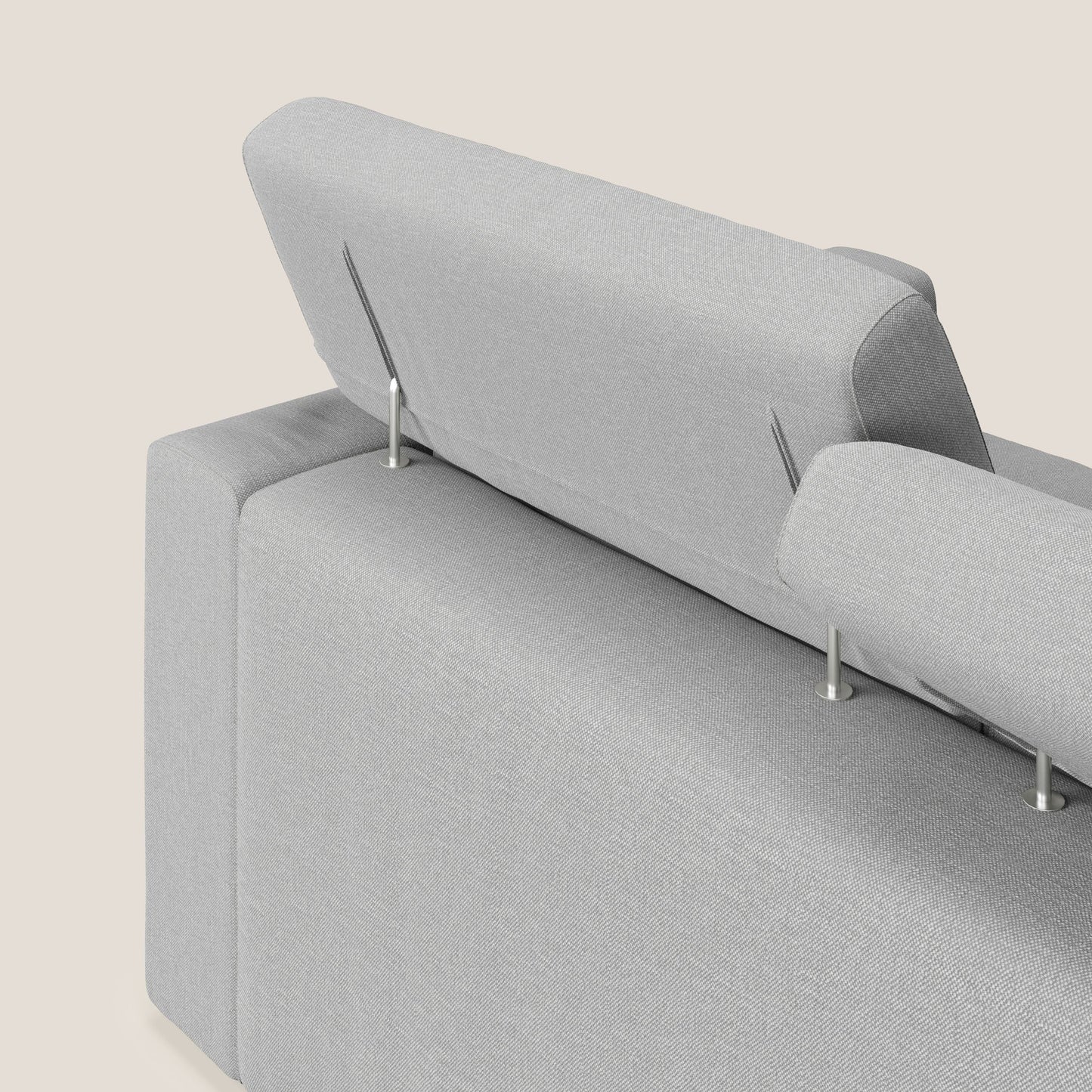 Dylan divano a 3 sedute con pouf estraibile poggiapiedi in tessuto simil cotone impermeabile T13 grigio