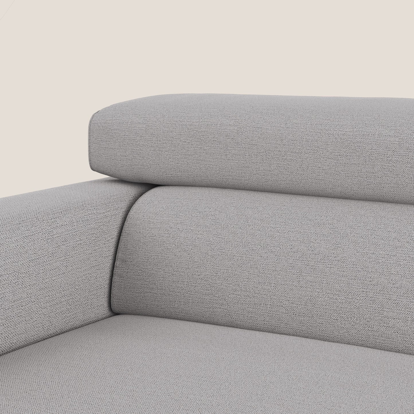Dylan divano allungabile con pouf estraibile poggiapiedi in tessuto fiammato simil cotone impermeabile T19 grigio