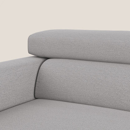 Dylan divano allungabile con pouf estraibile poggiapiedi in tessuto fiammato simil cotone impermeabile T19 grigio
