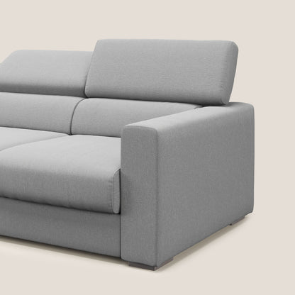 Dylan divano a 3 sedute con pouf estraibile poggiapiedi in tessuto simil cotone impermeabile T13 grigio