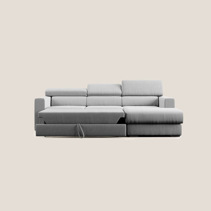 Dylan divano angolare con pouf estraibile poggiapiedi in tessuto simil cotone impermeabile T13 grigio