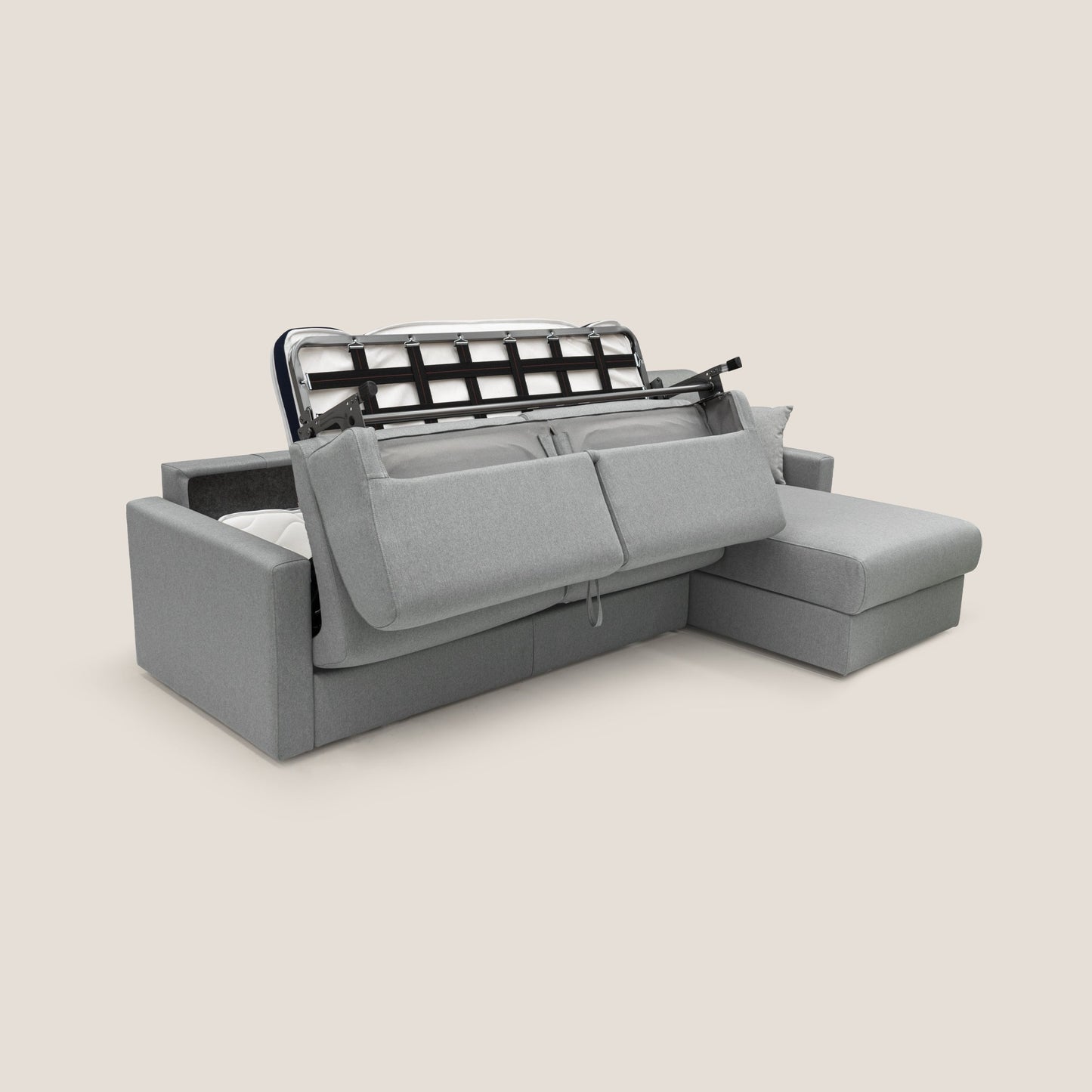 Chris Divano letto angolare 5 posti in tessuto impermeabile T13 grigio