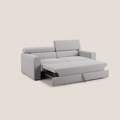 Dylan divano allungabile con pouf estraibile poggiapiedi in tessuto fiammato simil cotone impermeabile T19 grigio