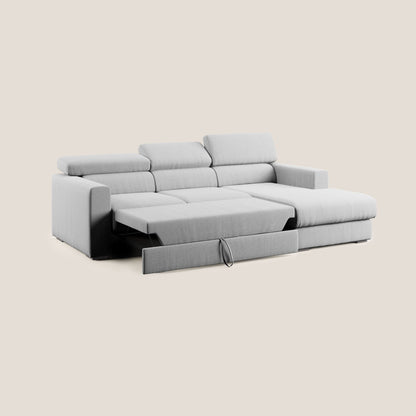 Dylan divano angolare con pouf estraibile poggiapiedi in tessuto simil cotone impermeabile T13 grigio