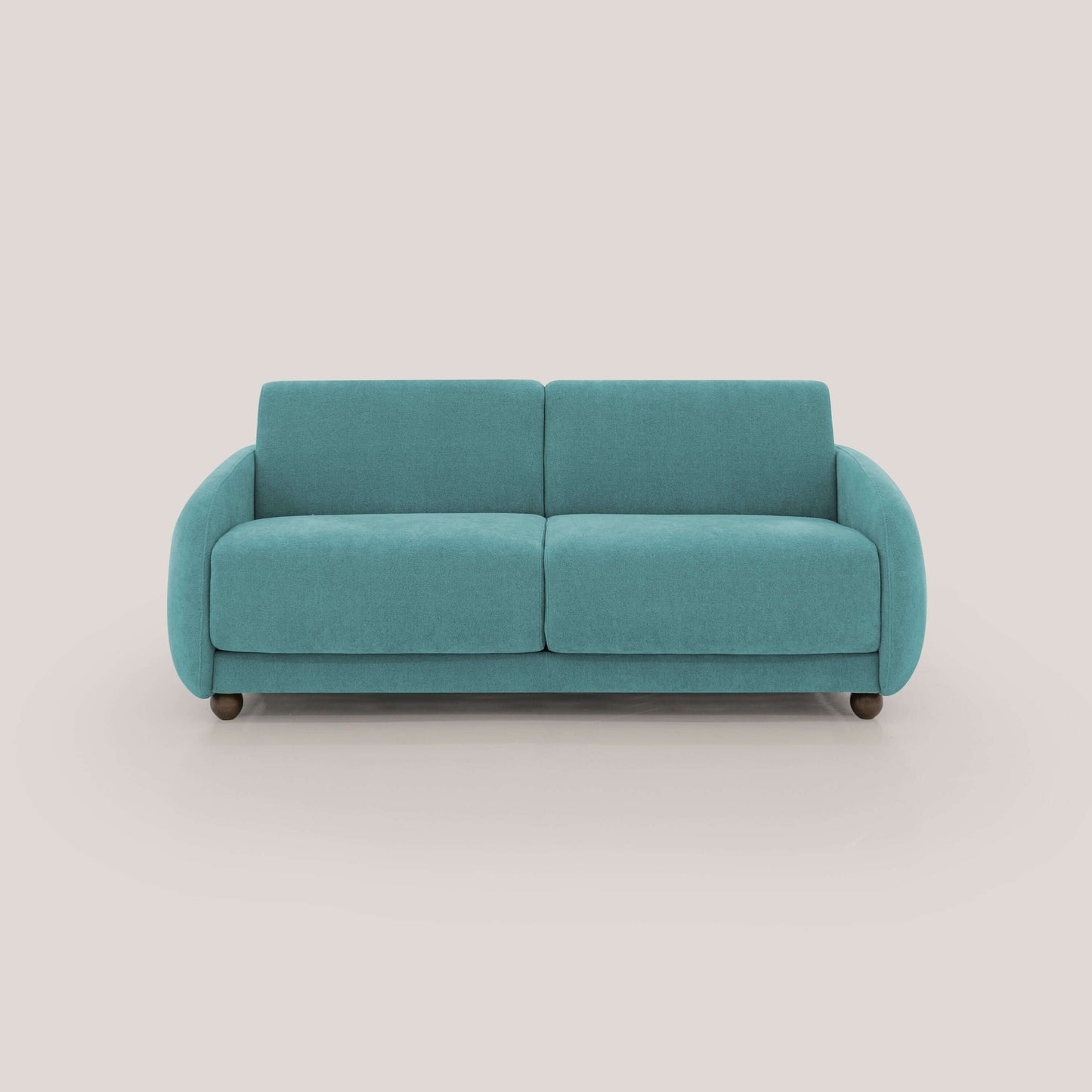 Giglio divano letto scandinavo japandi con materasso H18 cm in tessuto Bouclé impermeabile T07 azzurro