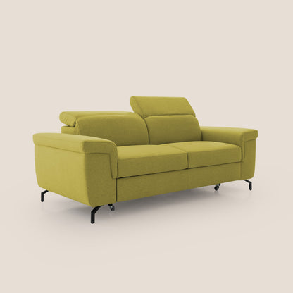 Aisha Divano con poggiapiedi estraibile piedini alti e poggiatesta reclinabili in tessuto Smacchiabile T05 giallo