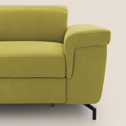 Aisha Divano con poggiapiedi estraibile piedini alti e poggiatesta reclinabili in tessuto Smacchiabile T05 giallo