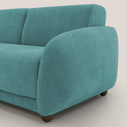 Giglio divano letto scandinavo japandi con materasso H18 cm in tessuto Bouclé impermeabile T07 azzurro