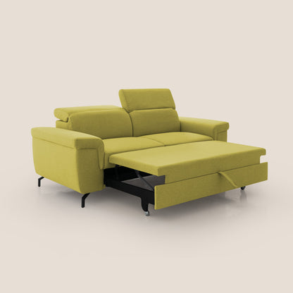 Aisha Divano con poggiapiedi estraibile piedini alti e poggiatesta reclinabili in tessuto Smacchiabile T05 giallo