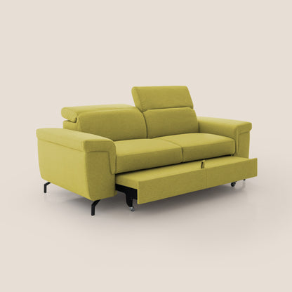 Aisha Divano con poggiapiedi estraibile piedini alti e poggiatesta reclinabili in tessuto Smacchiabile T05 giallo