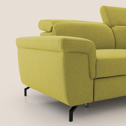 Aisha Divano con poggiapiedi estraibile piedini alti e poggiatesta reclinabili in tessuto Smacchiabile T05 giallo