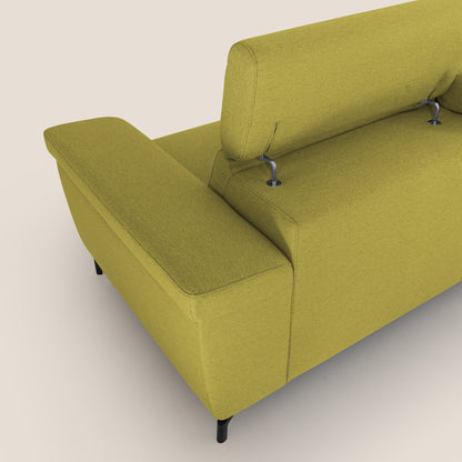 Aisha Divano con poggiapiedi estraibile piedini alti e poggiatesta reclinabili in tessuto Smacchiabile T05 giallo