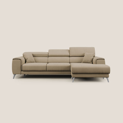 Fusion Divano angolare con sedute scorrevoli in tessuto morbido smacchiabile T05 beige