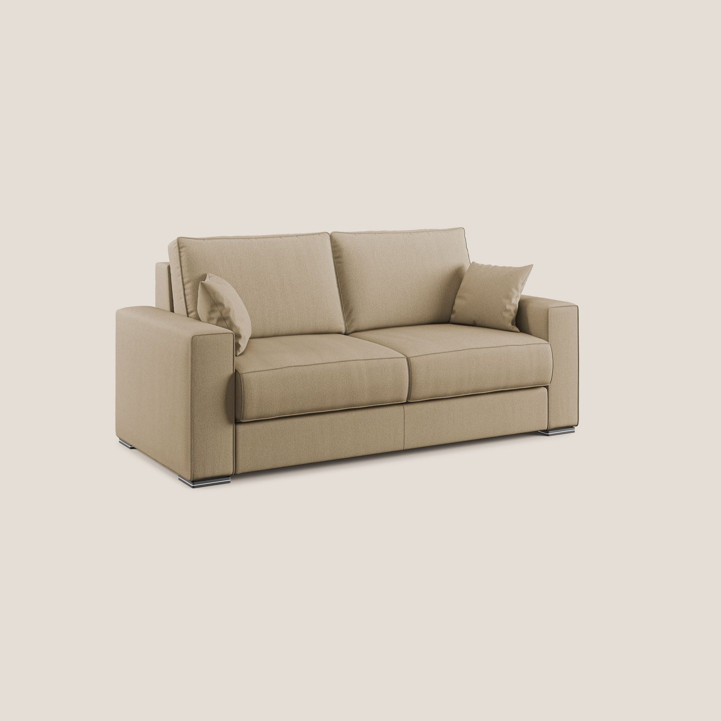 Dream Divano letto moderno dai morbidi cuscini in tessuto smacchiabile T05 beige