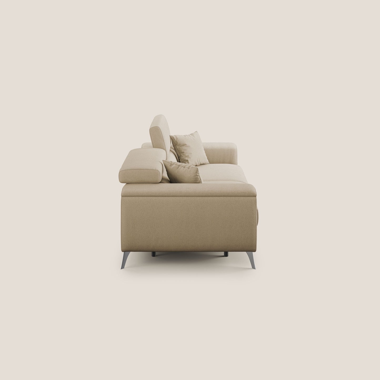 Fusion divano con sedute allungabili in tessuto smacchiabile T05 beige