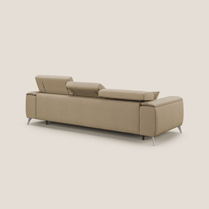 Fusion Divano angolare con sedute scorrevoli in tessuto morbido smacchiabile T05 beige