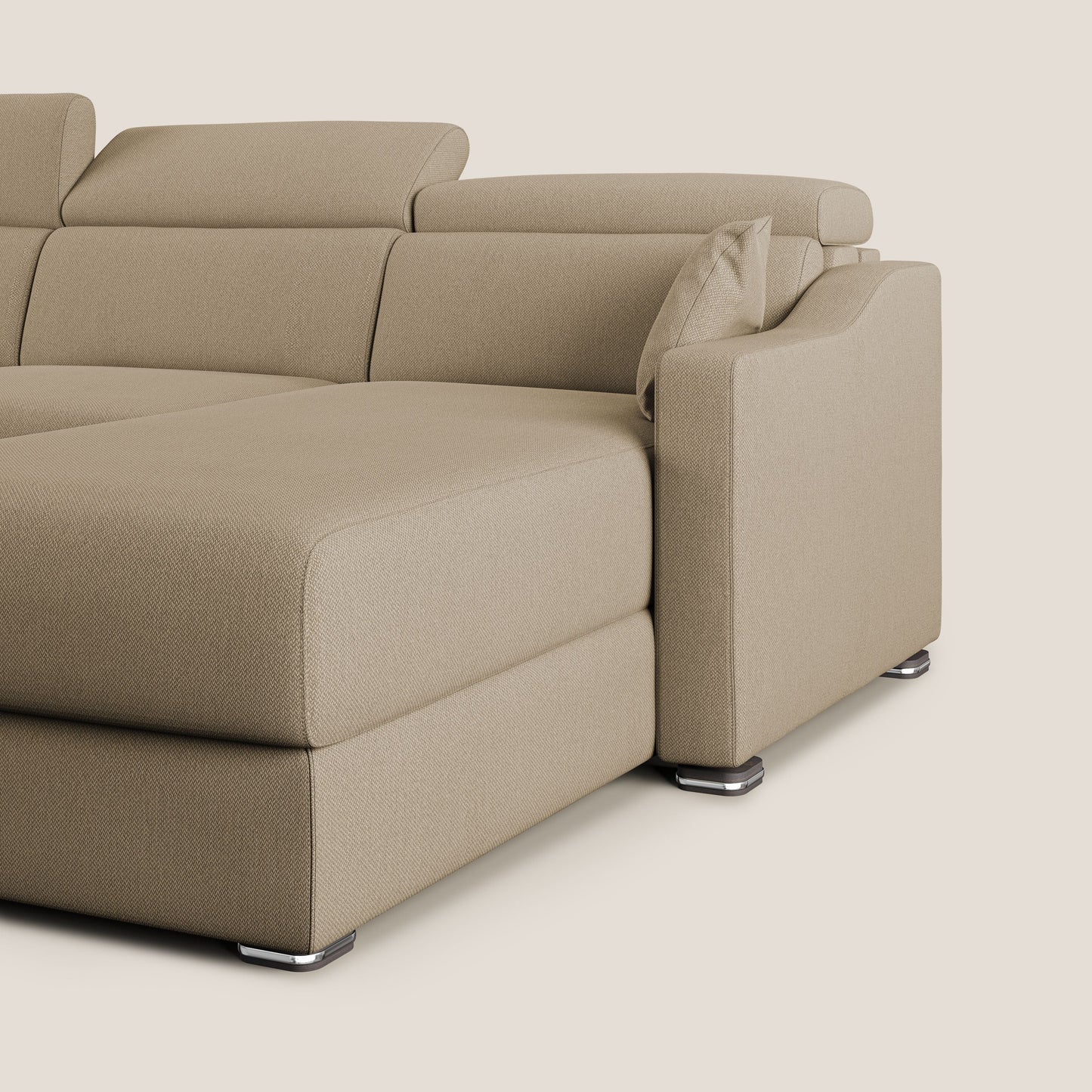 Divano letto angolare Amber in tessuto smacchiabile T05 beige