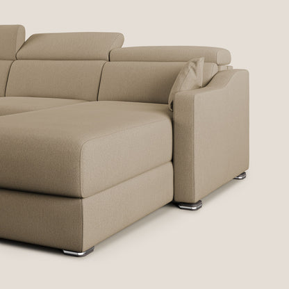 Divano letto angolare Amber in tessuto smacchiabile T05 beige