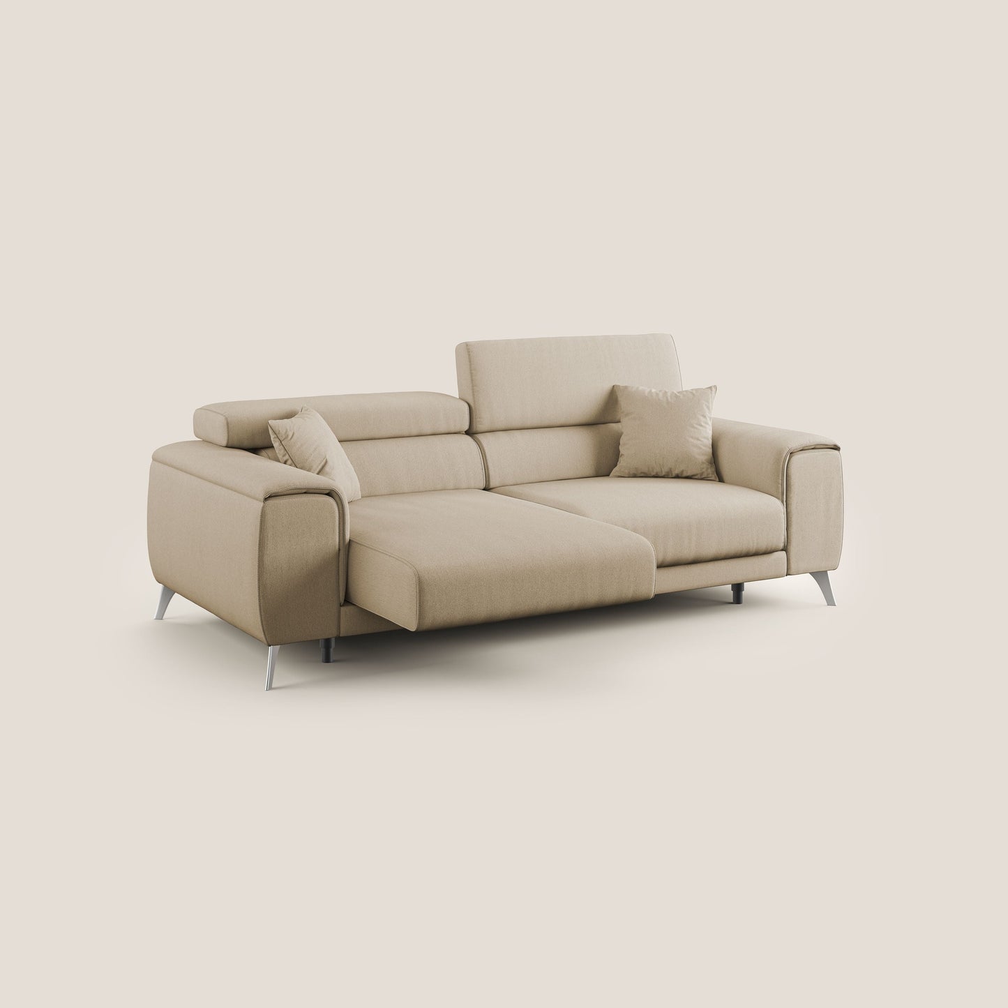 Fusion divano con sedute allungabili in tessuto smacchiabile T05 beige