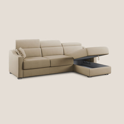 Divano letto angolare Amber in tessuto smacchiabile T05 beige