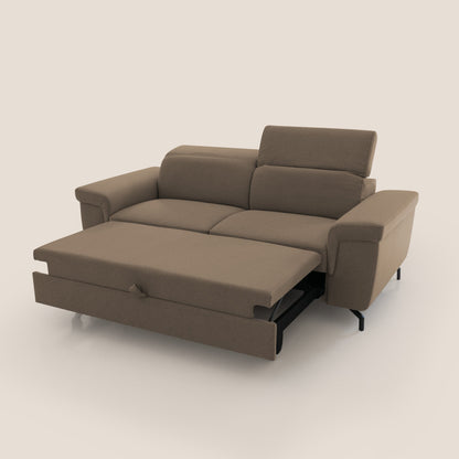 Aisha Divano con poggiapiedi estraibile piedini alti e poggiatesta reclinabili in tessuto Smacchiabile T05 marrone