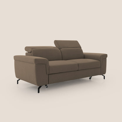 Aisha Divano con poggiapiedi estraibile piedini alti e poggiatesta reclinabili in tessuto Smacchiabile T05 marrone