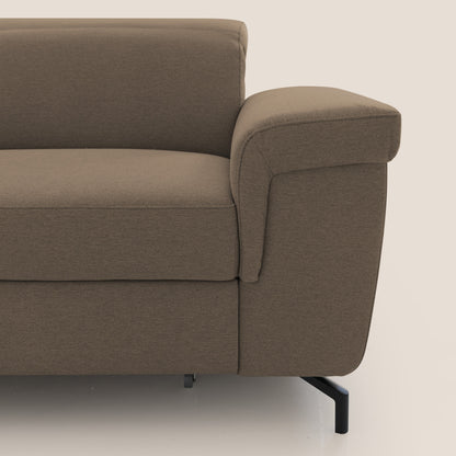 Aisha Divano con poggiapiedi estraibile piedini alti e poggiatesta reclinabili in tessuto Smacchiabile T05 marrone