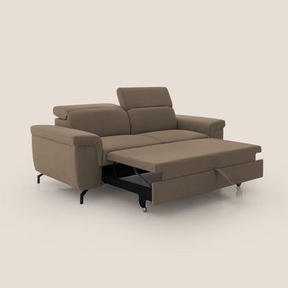 Aisha Divano con poggiapiedi estraibile piedini alti e poggiatesta reclinabili in tessuto Smacchiabile T05 marrone