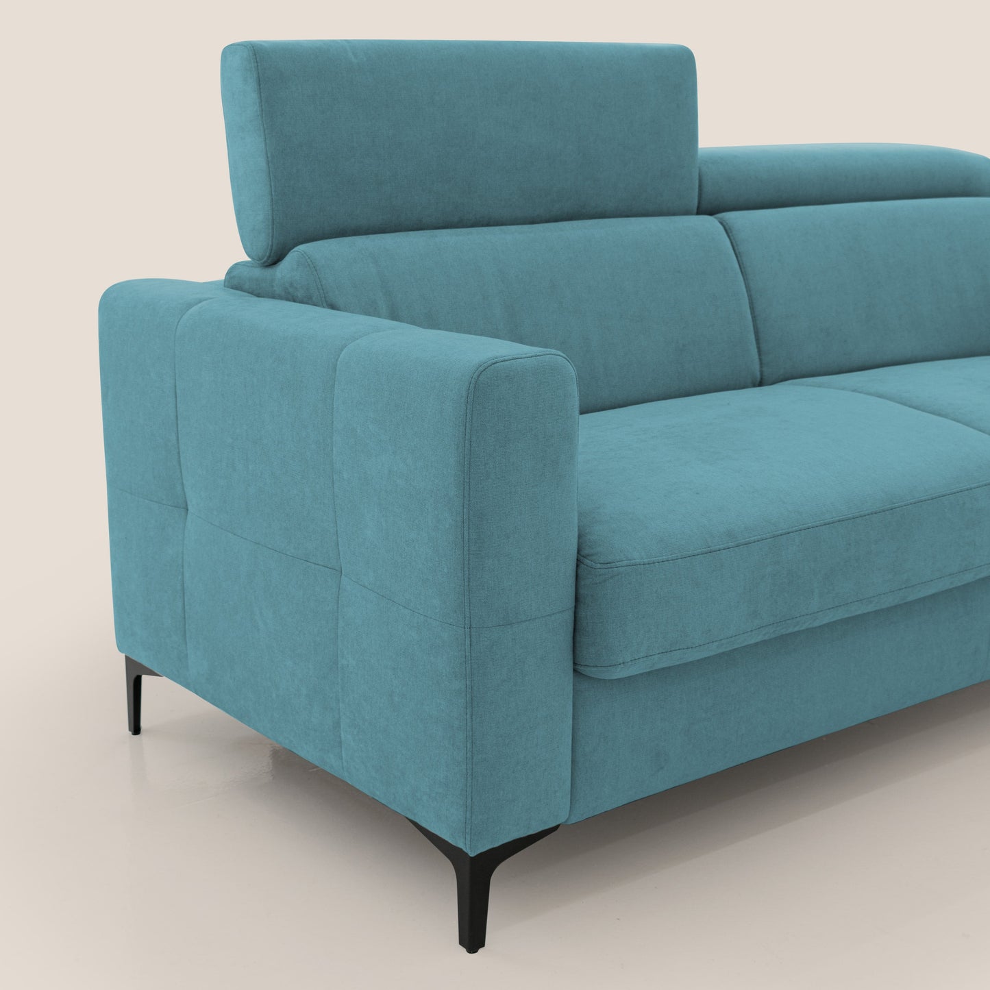 Gardenia divano letto materasso alto 18 cm con poggiatesta reclinabili e rivestimento impermeabile T02 azzurro