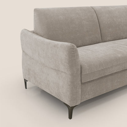 Dalia divano letto con materasso H18 cm e piedi alti in raffinato tessuto smacchiabile T17 beige