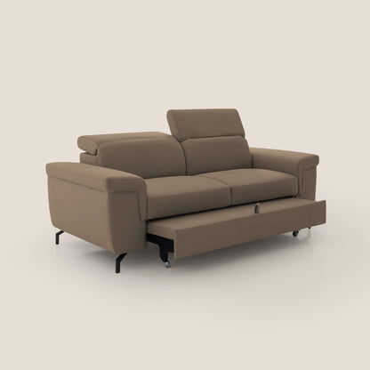 Aisha Divano con poggiapiedi estraibile piedini alti e poggiatesta reclinabili in tessuto Smacchiabile T05 marrone