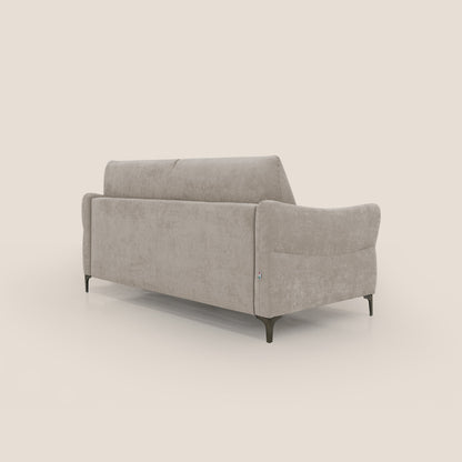 Dalia divano letto con materasso H18 cm e piedi alti in raffinato tessuto smacchiabile T17 beige