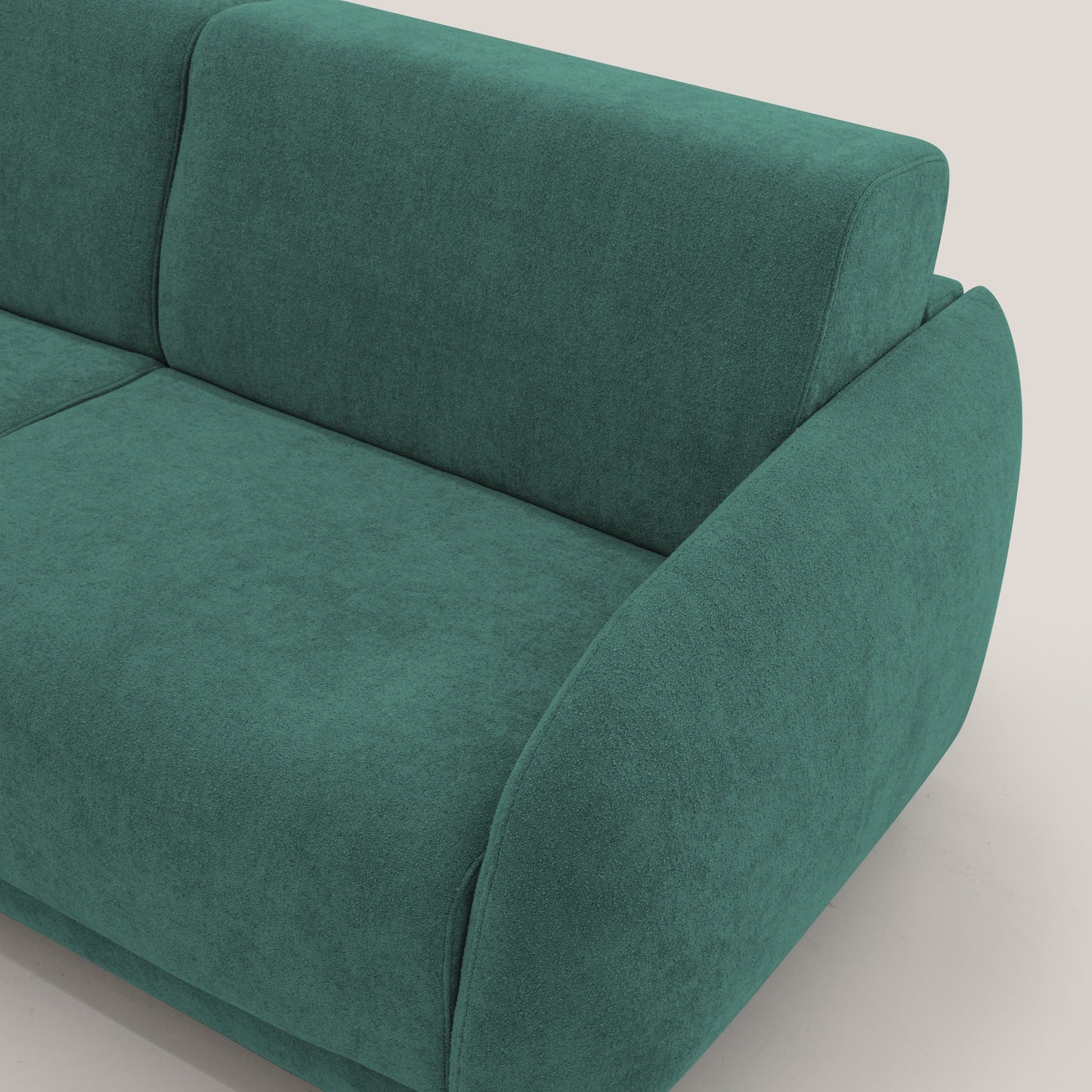 Giglio divano letto scandinavo japandi con materasso H18 cm in tessuto Bouclé impermeabile T07 verde