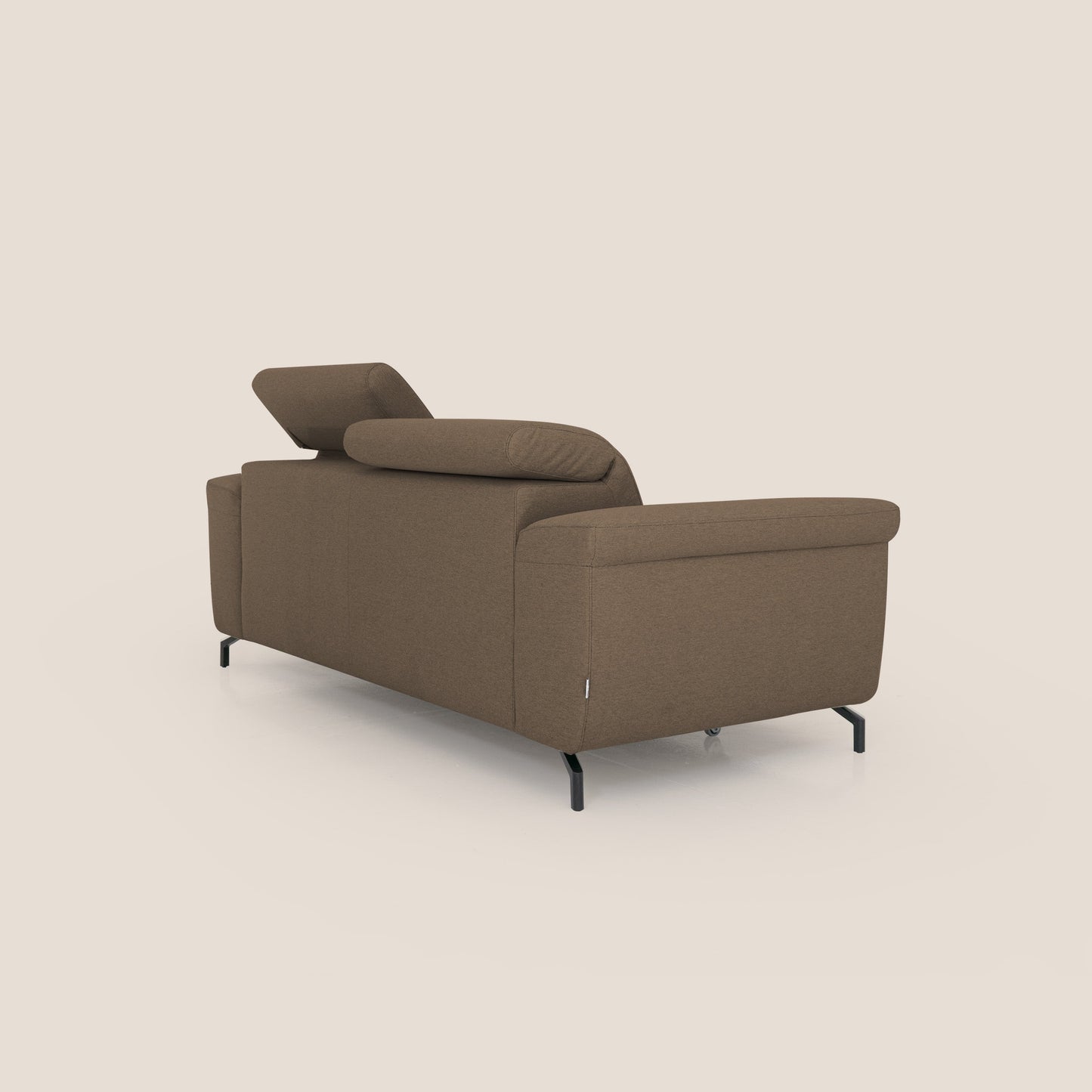 Aisha Divano con poggiapiedi estraibile piedini alti e poggiatesta reclinabili in tessuto Smacchiabile T05 marrone