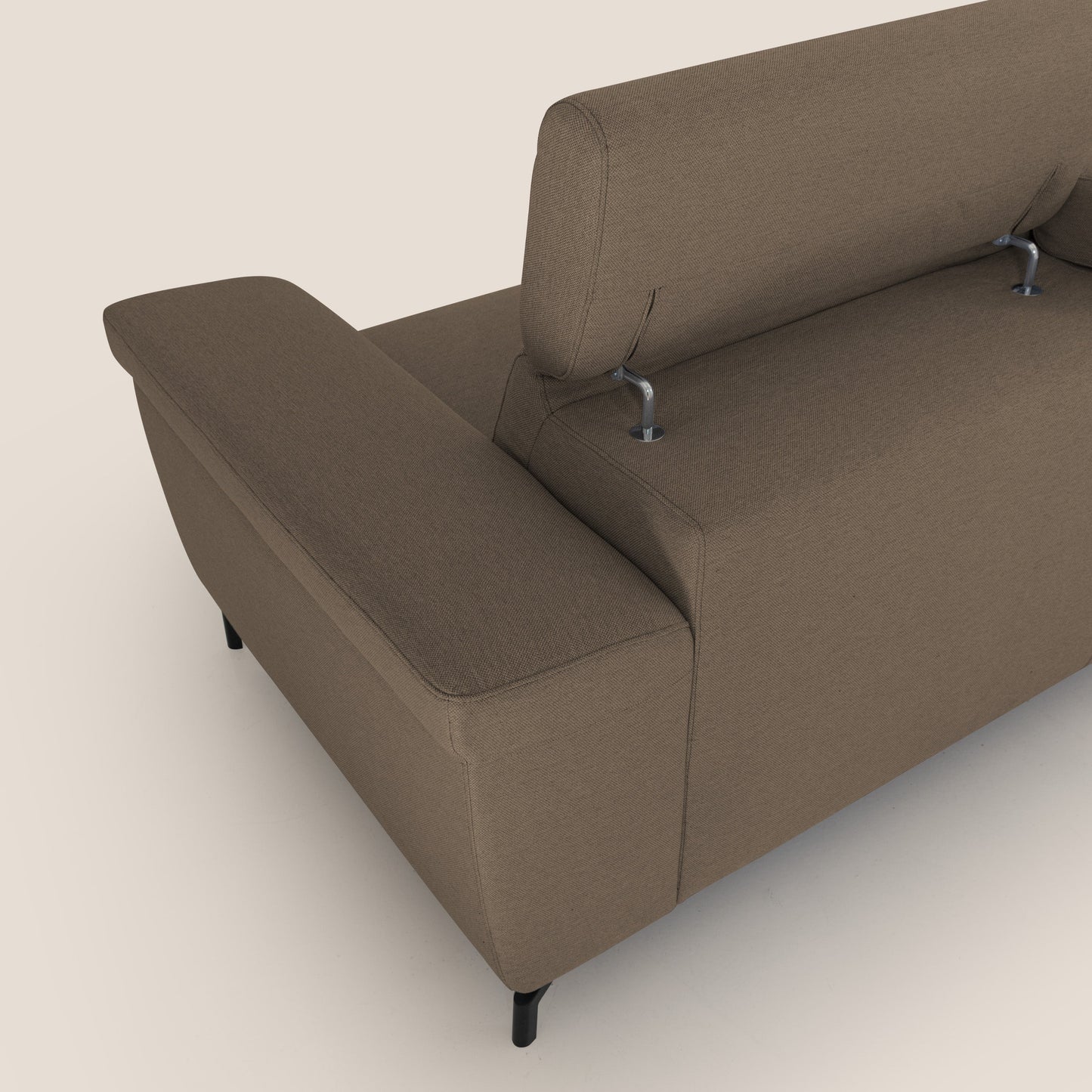 Aisha Divano con poggiapiedi estraibile piedini alti e poggiatesta reclinabili in tessuto Smacchiabile T05 marrone