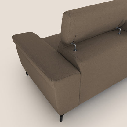 Aisha Divano con poggiapiedi estraibile piedini alti e poggiatesta reclinabili in tessuto Smacchiabile T05 marrone