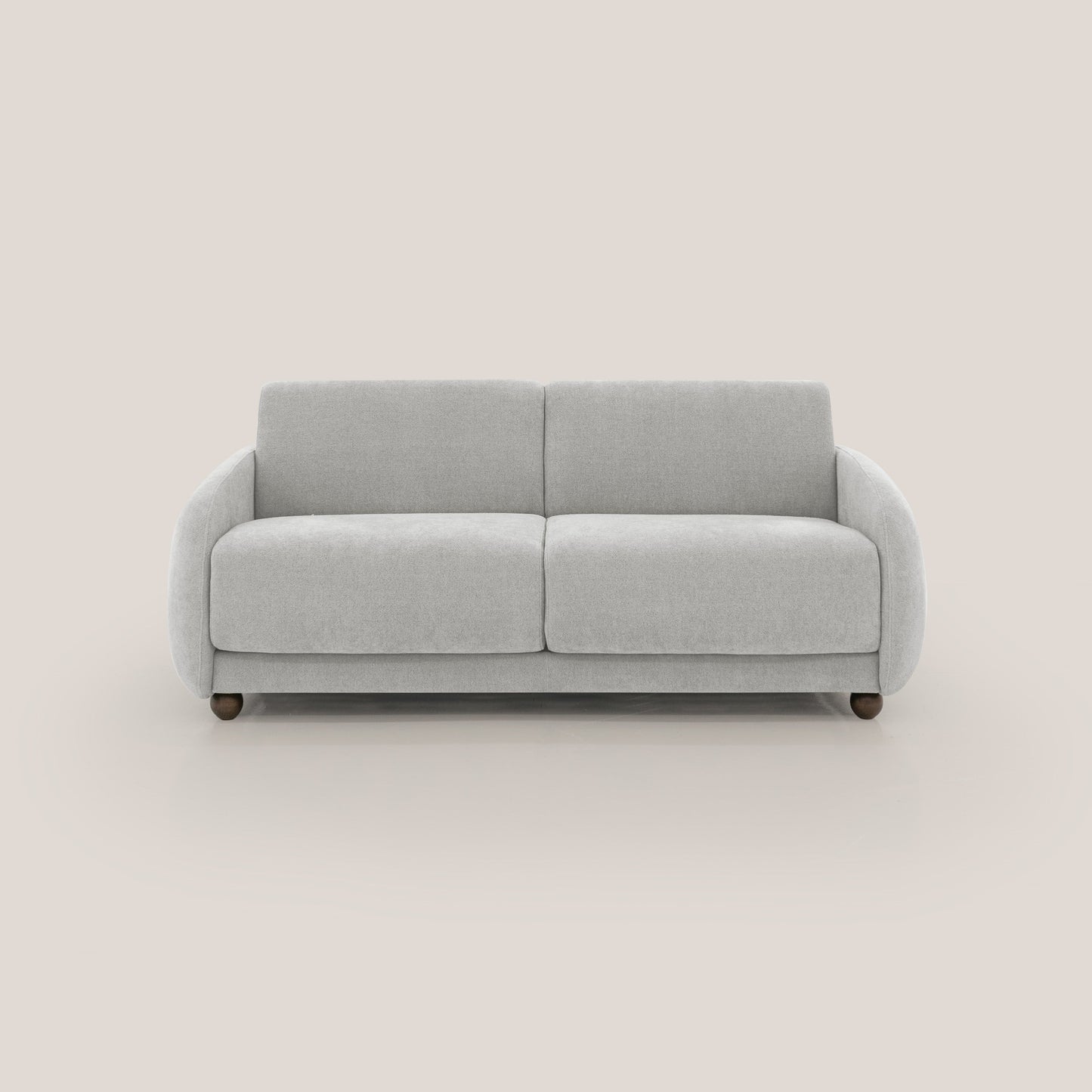 Giglio divano letto scandinavo japandi con materasso H18 cm in tessuto Bouclé impermeabile T07 grigio