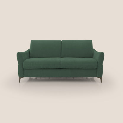 Dalia divano letto con materasso H18 cm e piedi alti in raffinato tessuto smacchiabile T17 verde