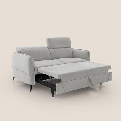 Bloom Divano con poggiapiedi estraibile piedini alti e poggiatesta reclinabili in tessuto bouclé impermeabile T07 grigio