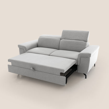 Aisha Divano con poggiapiedi estraibile piedini alti e poggiatesta reclinabili in tessuto Smacchiabile T05 grigio