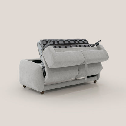 Giglio divano letto scandinavo japandi con materasso H18 cm in tessuto Bouclé impermeabile T07 grigio