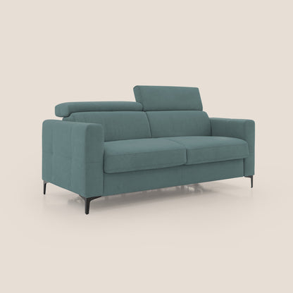 Gardenia divano letto materasso alto 18 cm con poggiatesta reclinabili e rivestimento impermeabile T02 petrolio