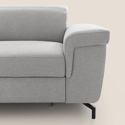 Aisha Divano con poggiapiedi estraibile piedini alti e poggiatesta reclinabili in tessuto Smacchiabile T05 grigio