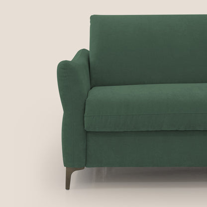Dalia divano letto con materasso H18 cm e piedi alti in raffinato tessuto smacchiabile T17 verde
