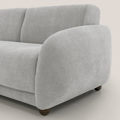 Giglio divano letto scandinavo japandi con materasso H18 cm in tessuto Bouclé impermeabile T07 grigio