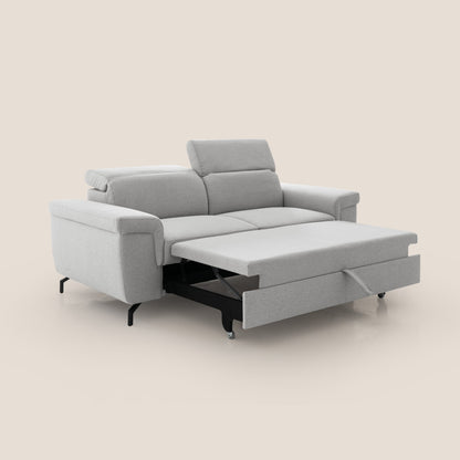 Aisha Divano con poggiapiedi estraibile piedini alti e poggiatesta reclinabili in tessuto Smacchiabile T05 grigio