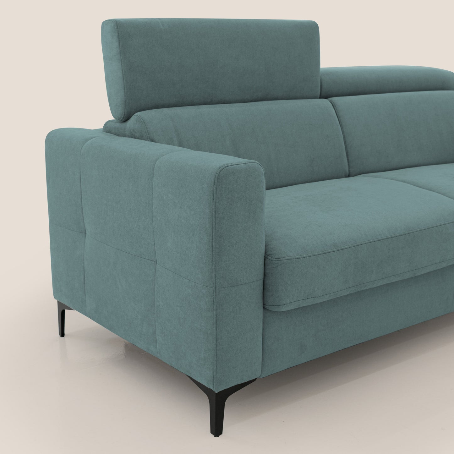 Gardenia divano letto materasso alto 18 cm con poggiatesta reclinabili e rivestimento impermeabile T02 petrolio